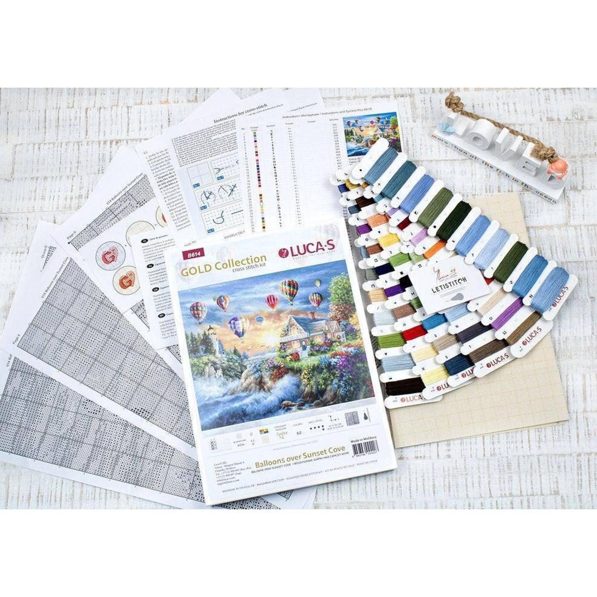 Luca-s Balloons Over Sunset Cove Counted Cross Stitch Kit